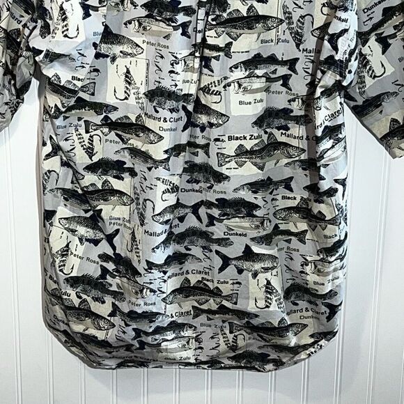 Columbia Oxford Shirt Men Large Multicolor Fish Print Short Sleeve Pocket Cotton - Picture 10 of 10